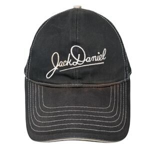 Jack Daniel Snapback Trucker Cap Black One Size Adjustable Embroidered Mesh Back